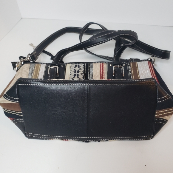 Fossil elegant striped patchwork crossbody shoulder bag purse w/ key charm - Picture 4 of 8